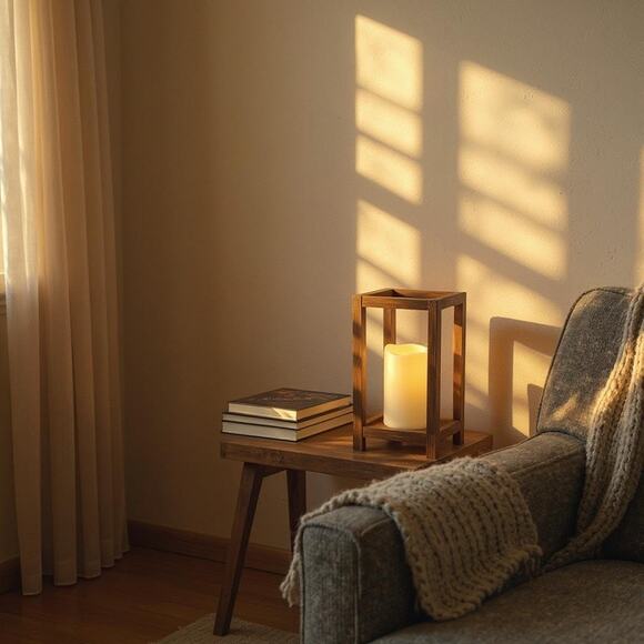 Rustic Wood Candle Lantern | Farmhouse Home Decor | Fall Wedding Centerpiece - Picture 4 of 8